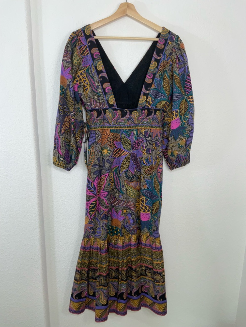 Anthropologie Multicolor Paisley V-Neck Maxi Dress - Purple & Teal Accents - Picture 5 of 9
